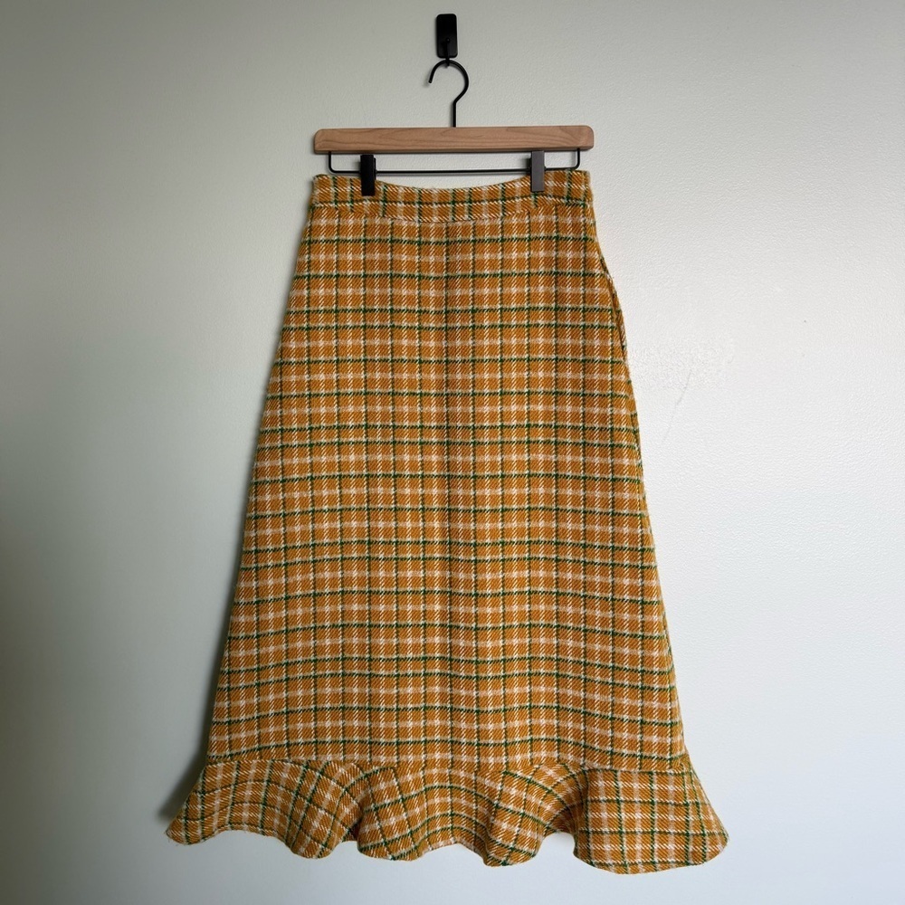 Anthropologie English Factory Yellow Plaid Skirt - Picture 8 of 9